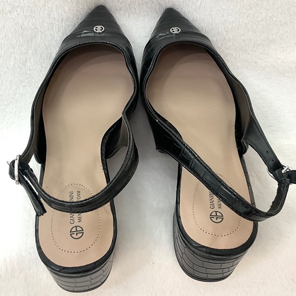 Black Giani Bernini Sling back Memory Foam Dressy Croc Embossed Heels Sz 9.5M - Picture 7 of 14